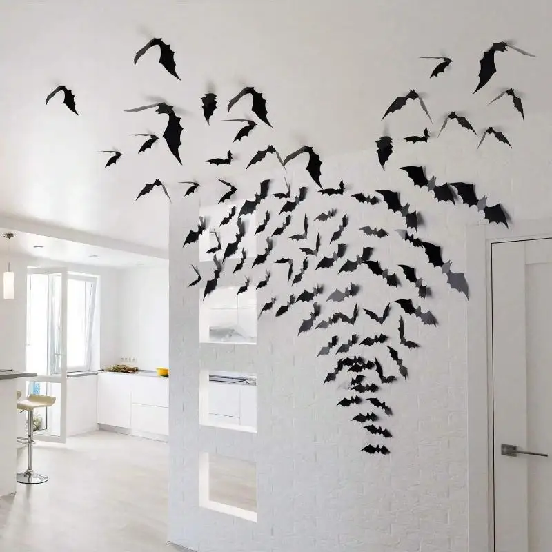 3D Waterproof Black Bats Wall Decor Halloween Decor - Image 4