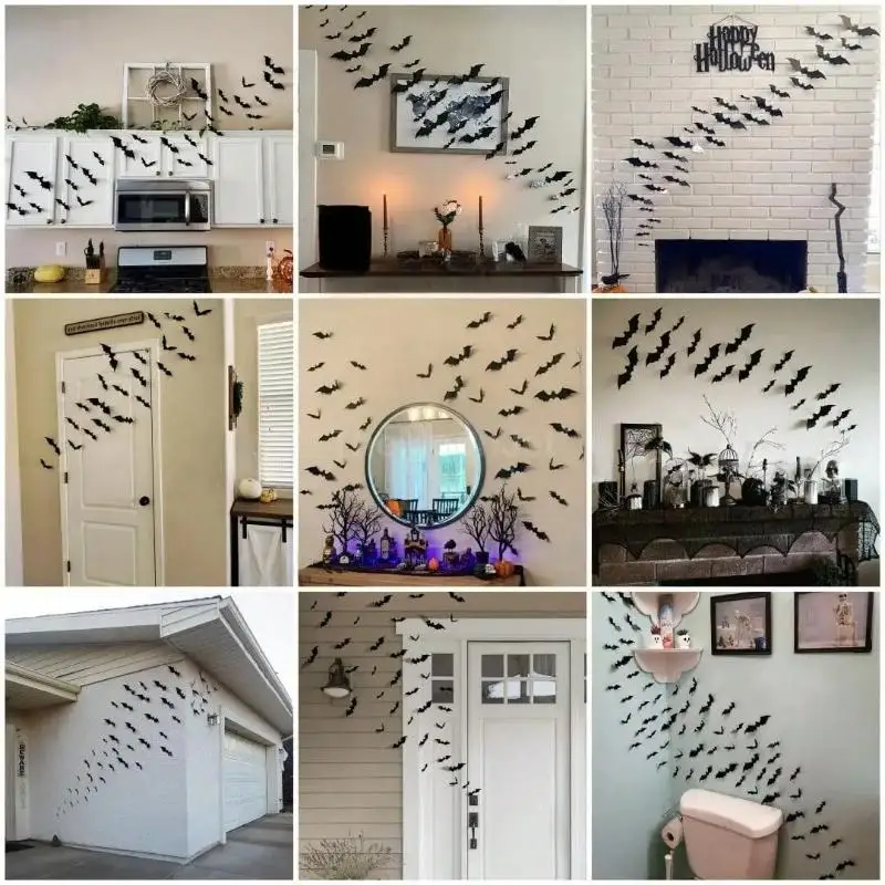 3D Waterproof Black Bats Wall Decor Halloween Decor - Image 5