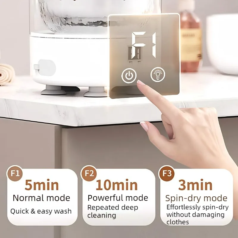 3L Mini Washing Machine with Spin Drying Portable Home Clothes Socks Underwear Cleaning Washing Machine Travel Washing Machine - Image 4