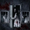 3PCS Halloween Window Door Cover Decor Set - Scary Fabric Clings, Halloween Curtain Window Banner Horror Ghosts Hanging Backdrop