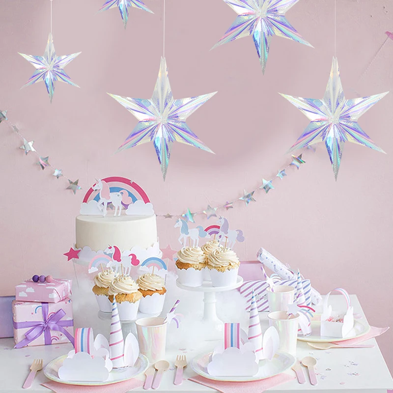 3Pcs Large Shiny Laser Party DIY Hanging Ornament Star Pendant Birthday Wedding Babyshower Festival Party Winter Christmas Decor - Image 6