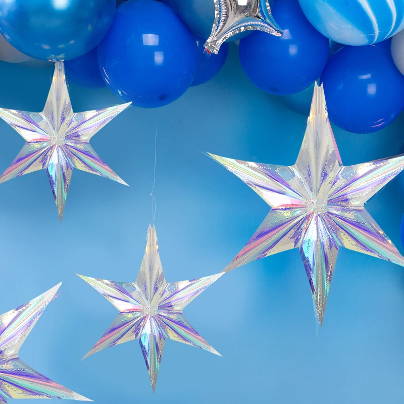3Pcs Large Shiny Laser Party DIY Hanging Ornament Star Pendant Birthday Wedding Babyshower Festival Party Winter Christmas Decor - Image 4