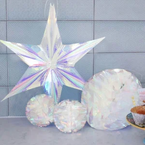 3Pcs Large Shiny Laser Party DIY Hanging Ornament Star Pendant Birthday Wedding Babyshower Festival Party Winter Christmas Decor
