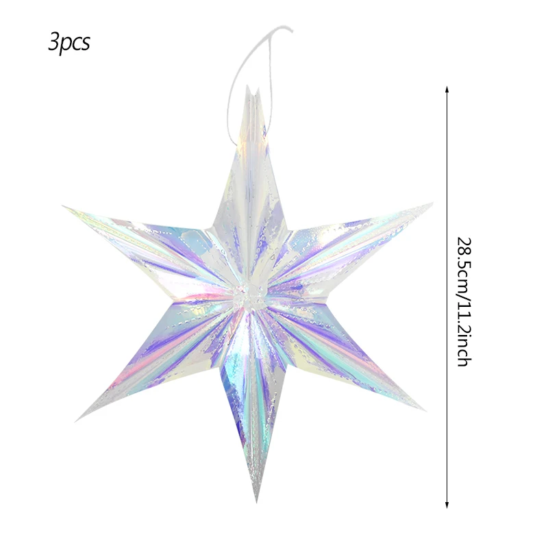 3Pcs Large Shiny Laser Party DIY Hanging Ornament Star Pendant Birthday Wedding Babyshower Festival Party Winter Christmas Decor - Image 7