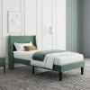 3ft Single Bed Frame Moss Green Velvet Wingback Headboard Wooden & Steel Reinforced Support 150KG Capacity Upholstered Bed Frame Mattress Excluded