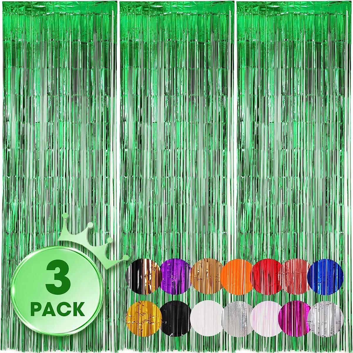 3pack Party Metallic Tinsel Foil Fringe Curtains Backdrop for Birthday New Year Eve Party Photo Wedding Decor - Image 2