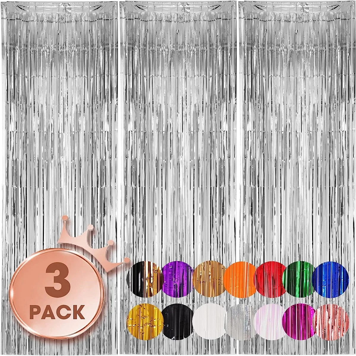 3pack Party Metallic Tinsel Foil Fringe Curtains Backdrop for Birthday New Year Eve Party Photo Wedding Decor - Image 4