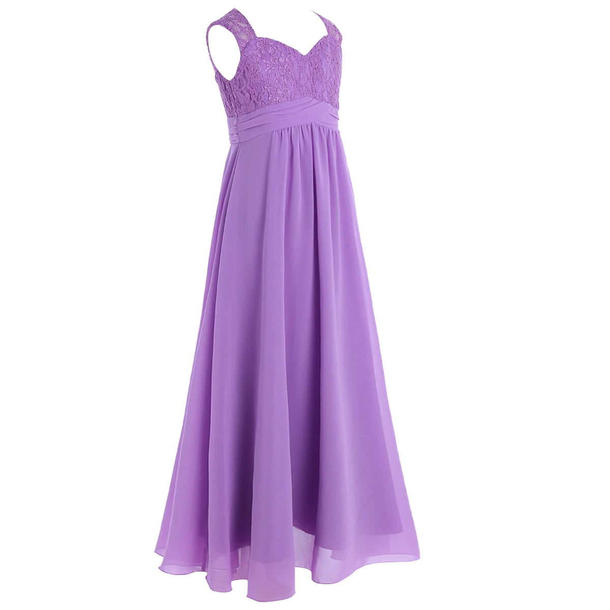 4-16Y Teen Summer Floral Lace Chiffon Flower Girls Dress Princess Pageant Evening Wedding Bridesmaid Birthday Party Long Dress - Image 3