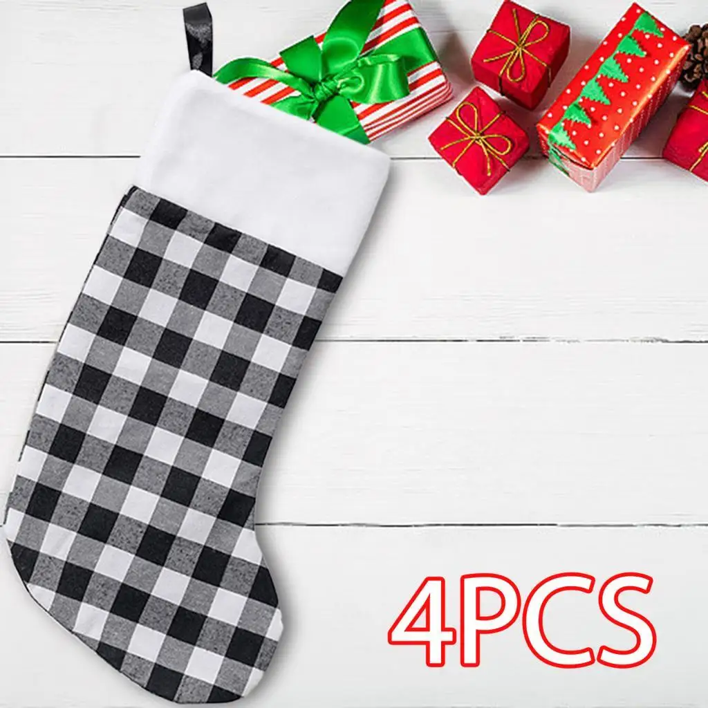 4 Pieces Xmas Stockings Christmas Tree Hanging Decoration Socks Gift Bags Holiday Stockings for Bedroom, Home ,Office Holiday 4 Pieces Xmas Stockings Christmas Tree Hanging Decoration Socks Gift Bags Holiday Stockings for Bedroom, Home ,Office Holiday