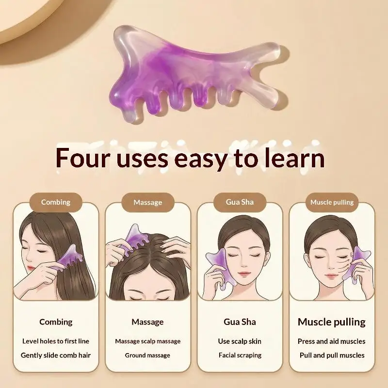 4-in-1 Resin Combs for Head and Face Massager and Meridian Scraping Relaxation Tool - Image 2