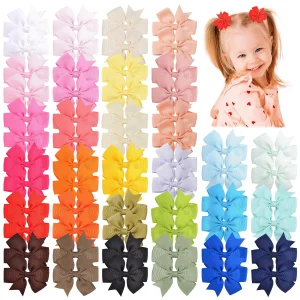 40 Colors 3'' 1pcs Grosgrain Ribbon Hair Bows Clips Girls Handmade Bowknot Hairpin Headwear Kids Hair Accessories Wholesale
