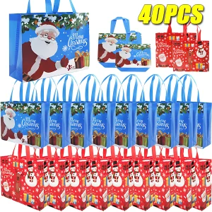 40PCS Christmas Tote Gift Bags Gift Bags Christmas Gift Organizers Candy Bags Gift Bags Gift Wrapping Bags Christmas Decorations