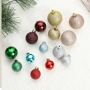 42Pcs/set Multiple Sizes Christmas Ball Set Xmas Baubles Plastic Xmas Tree Hanging Pendant Gift Ball Christmas Decorations