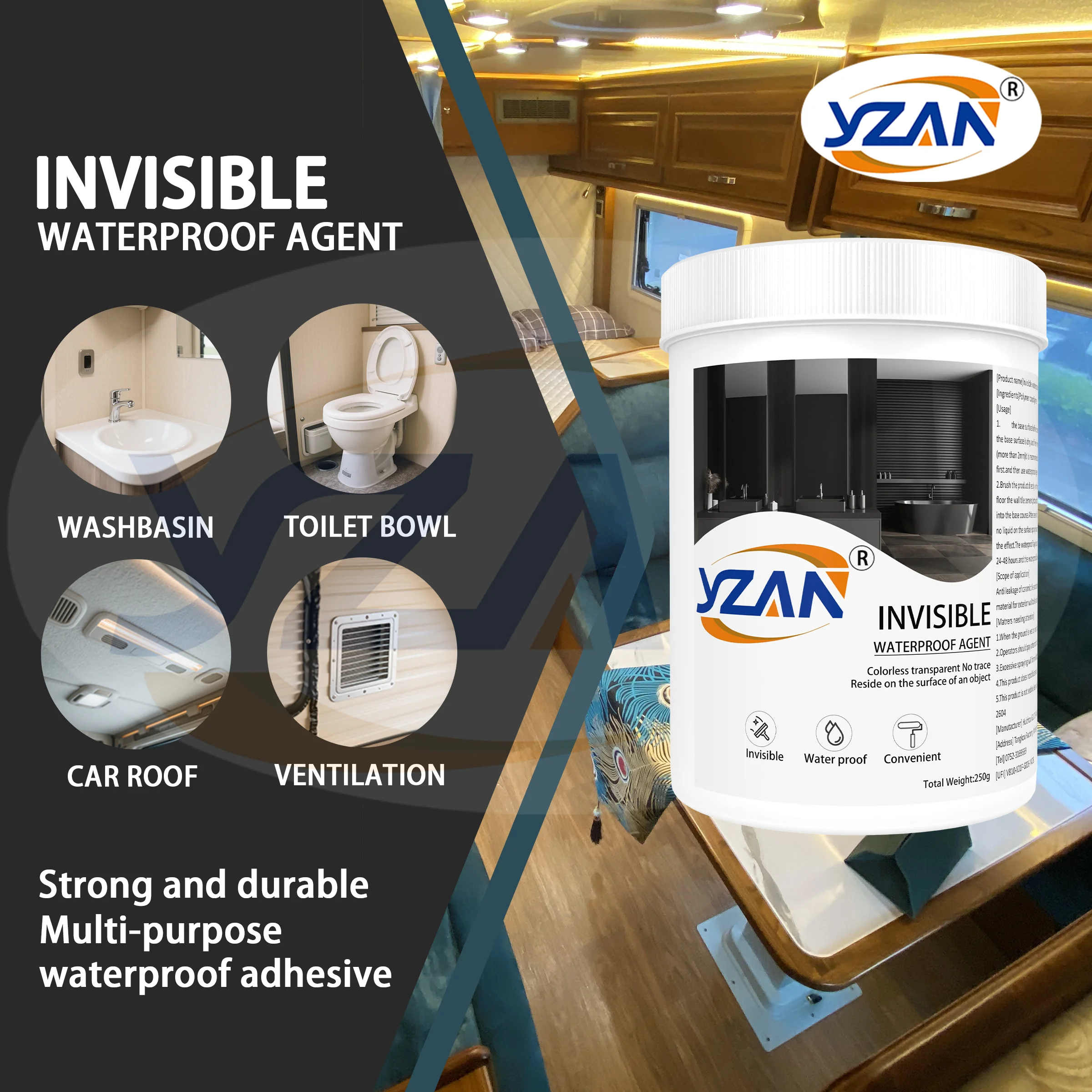 450g Polyurethane Waterproof Coating Invisible Paste Sealant Glue with Brush Adhesive Repair Nano Glue for Home Roof Bathroom Freeze-resistant Wall Crack Repair Glue Easy to brush on. - Image 3