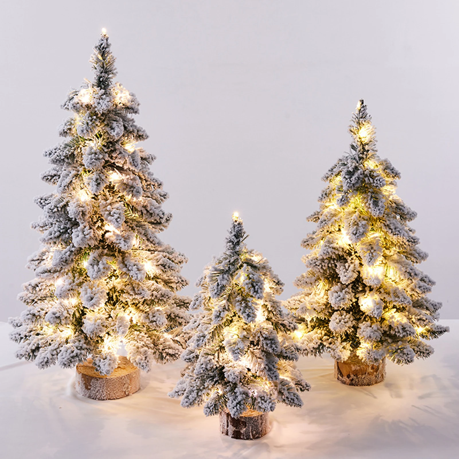 45cm Flocked Christmas Tree with LED Lights Artificial Tabletop Christmas Trees Snow Flocked Xmas Tree DIY Christmas Decorations - Image 2