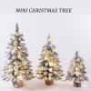 45cm Flocked Christmas Tree with LED Lights Artificial Tabletop Christmas Trees Snow Flocked Xmas Tree DIY Christmas Decorations
