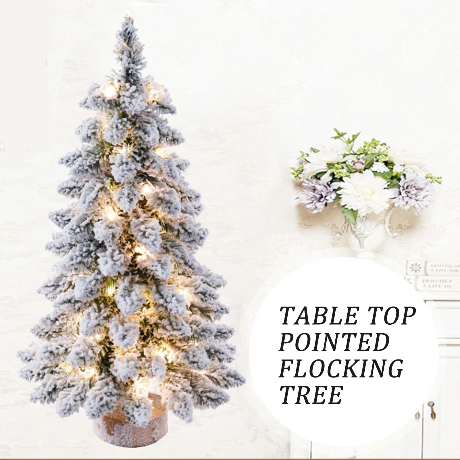 45cm Flocked Christmas Tree with LED Lights Artificial Tabletop Christmas Trees Snow Flocked Xmas Tree DIY Christmas Decorations - Image 5