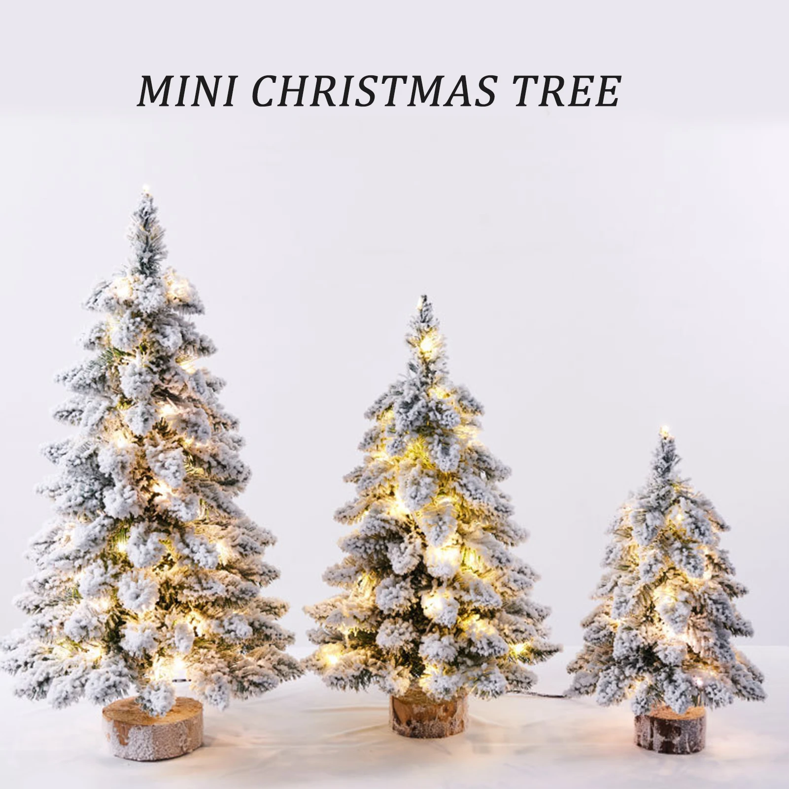 45cm Flocked Christmas Tree with LED Lights Artificial Tabletop Christmas Trees Snow Flocked Xmas Tree DIY Christmas Decorations