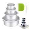 4/6/8/10 Inch Round Aluminum Cake Pan Removable Bottom With Bowl Scraper And Stripping Knife Baking Tray Layer Tier Tin