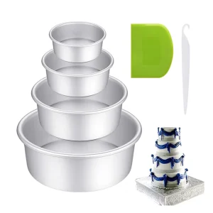 4/6/8/10 Inch Round Aluminum Cake Pan Removable Bottom With Bowl Scraper And Stripping Knife Baking Tray Layer Tier Tin