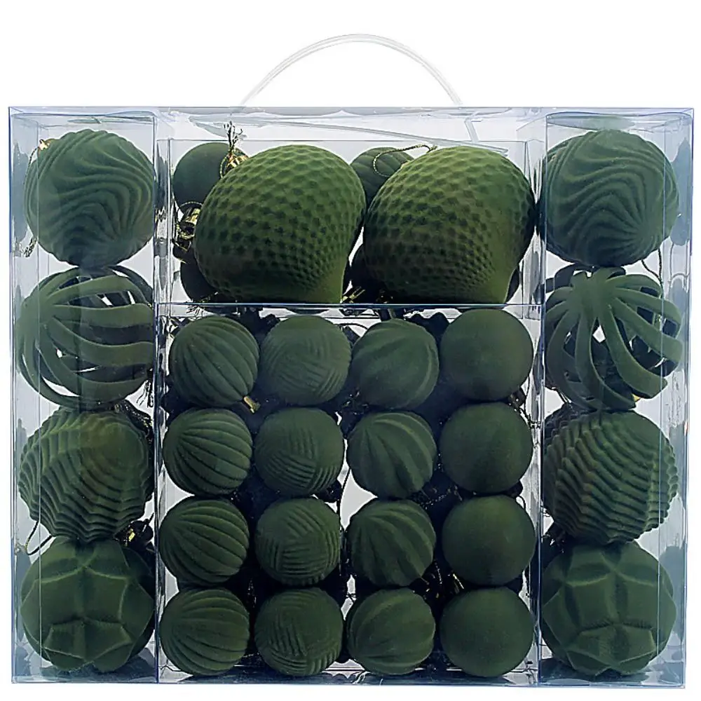 48PCS Fashion Plastic Flocked Christmas Ball 4/6/8cm 7 Colors Christmas Tree Balls Suspensable Xmas Ornament Ball Storefront - Image 4