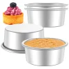 4/8Pcs Cake Bake Pan Non-Stick 4inch Round Cake Tin Stainless Steel Mold Pan Reusable Cake Bakeware Dishwasher Safe Baking Mold