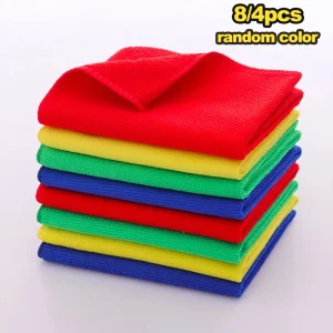 4/8Pcs Microfiber Cleaning Cloths Home Large Dishwashing Scouring Pads Absorbent Cleaning Towel for Cars, Glass, Kitchen,Window
