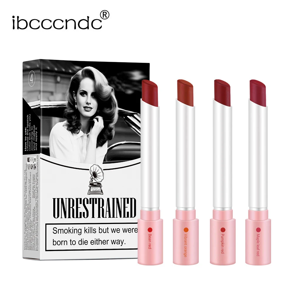 4Colors/set Cigarette Lip Gloss Set Velvet Matte Waterproof Long-lasting Lip Non-Stick Cup Cigarette Lipstick Makeup For Women - Image 2
