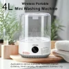 4L Mini Washing Machine, 5000Mah, Fully Automatic Portable Turbine Led Washing Cup and Compact for Children's Clothing, Underwea