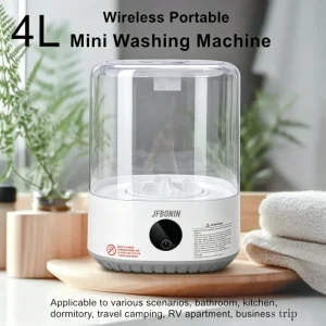 4L Mini Washing Machine, 5000Mah, Fully Automatic Portable Turbine Led Washing Cup and Compact for Children's Clothing, Underwea