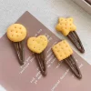 4PC Cute Baked Cookies Korean Style BB Hairpins Side Hair Clips for Girls Women - Hair Accessories