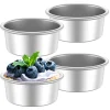 4Pcs Cake Bake Pan Non-Stick 4inch Round Cake Tin Aluminum Alloy Cake Mold Pan Reusable Heavy Duty Cake Bakeware Heat-Resistant