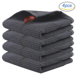 4Pcs Cotton Kitchen Towel Ultra Soft Magic Cleaning Cloth Absorbent Cleaning Rags Thickened Wipe Cloths Dishcloth