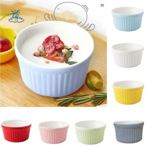 4Pcs Dishwasher-Safe Colorful Ramekins for Baking Oven Safe Ceramic Condiment Dish Mini Stackable Creme Brulee Dishes Souffle