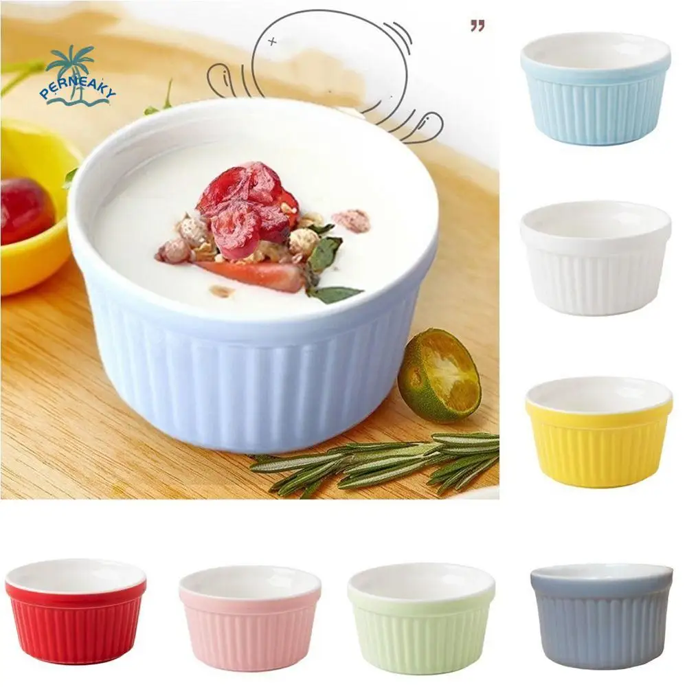 4Pcs Dishwasher-Safe Colorful Ramekins for Baking Oven Safe Ceramic Condiment Dish Mini Stackable Creme Brulee Dishes Souffle
