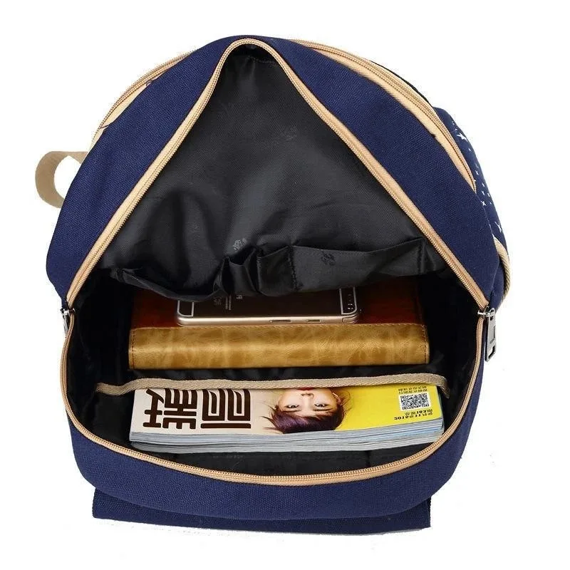 4Pcs Kids School Backpack Set for Girls Boys Waterproof Oxford Rucksack with Crossbody Bag Storage Pouch & Bear Pendant Blue - Image 5
