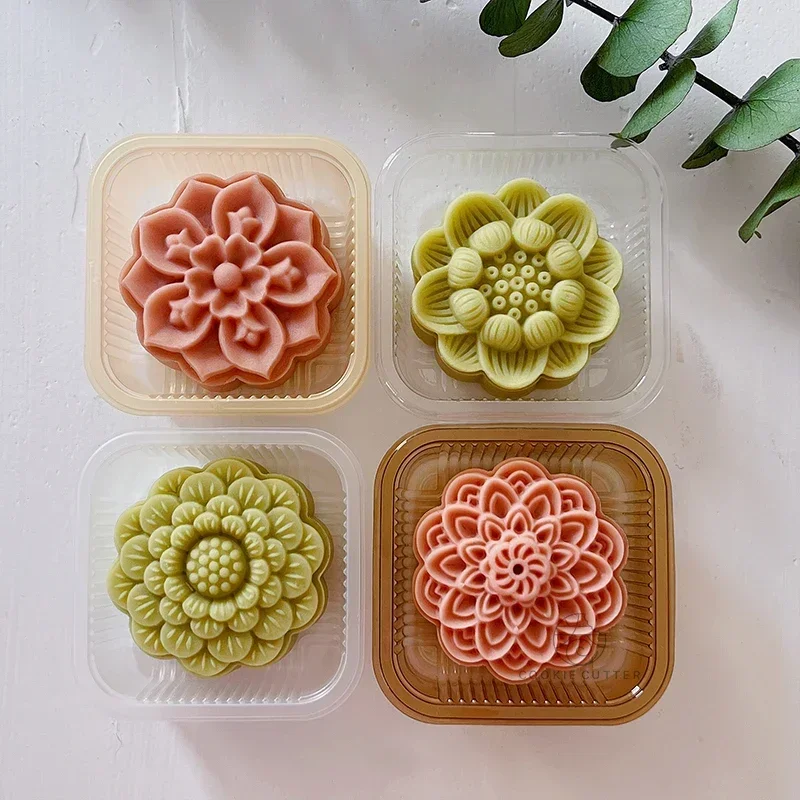 4Pcs/Set 75g Lotus Mooncake Mold Ten-petal Lotus Chinese Tradition Home DIY Festival Pastry Decoration Tools Kitchen Baking Mold - Image 2