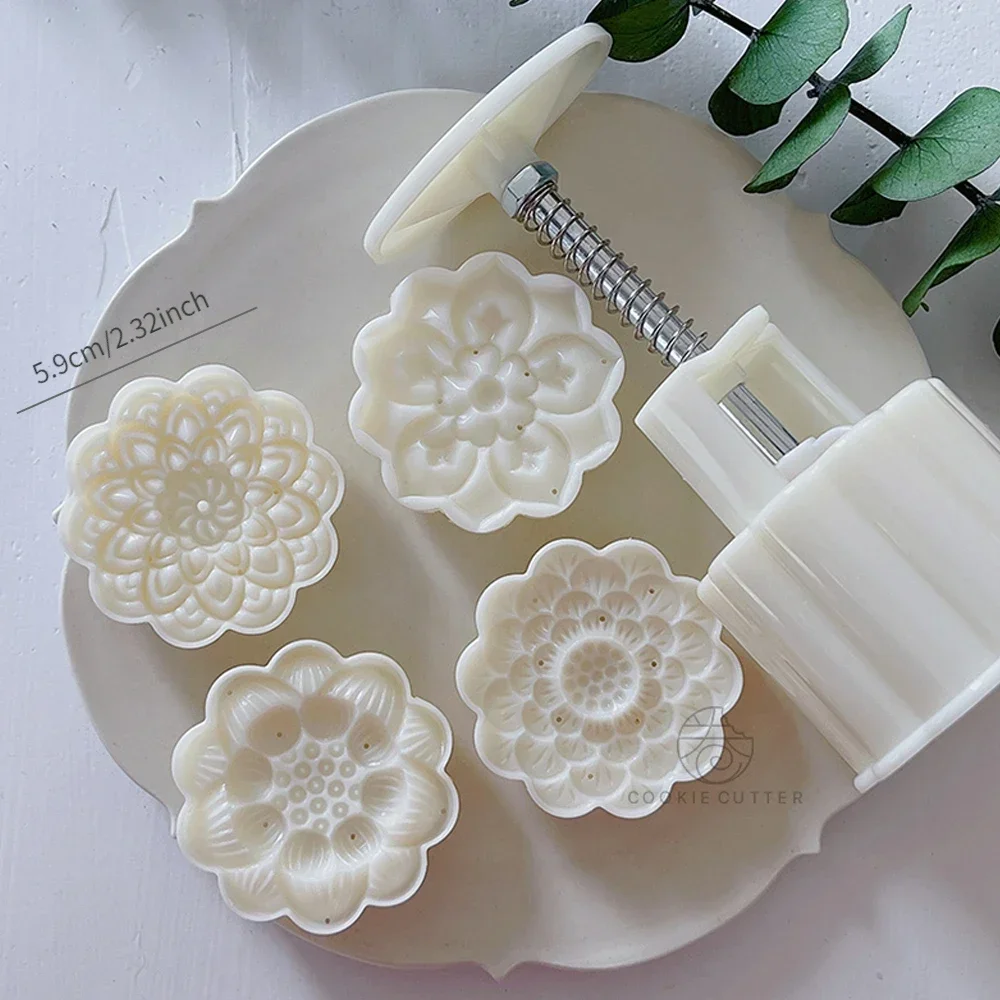 4Pcs/Set 75g Lotus Mooncake Mold Ten-petal Lotus Chinese Tradition Home DIY Festival Pastry Decoration Tools Kitchen Baking Mold - Image 5