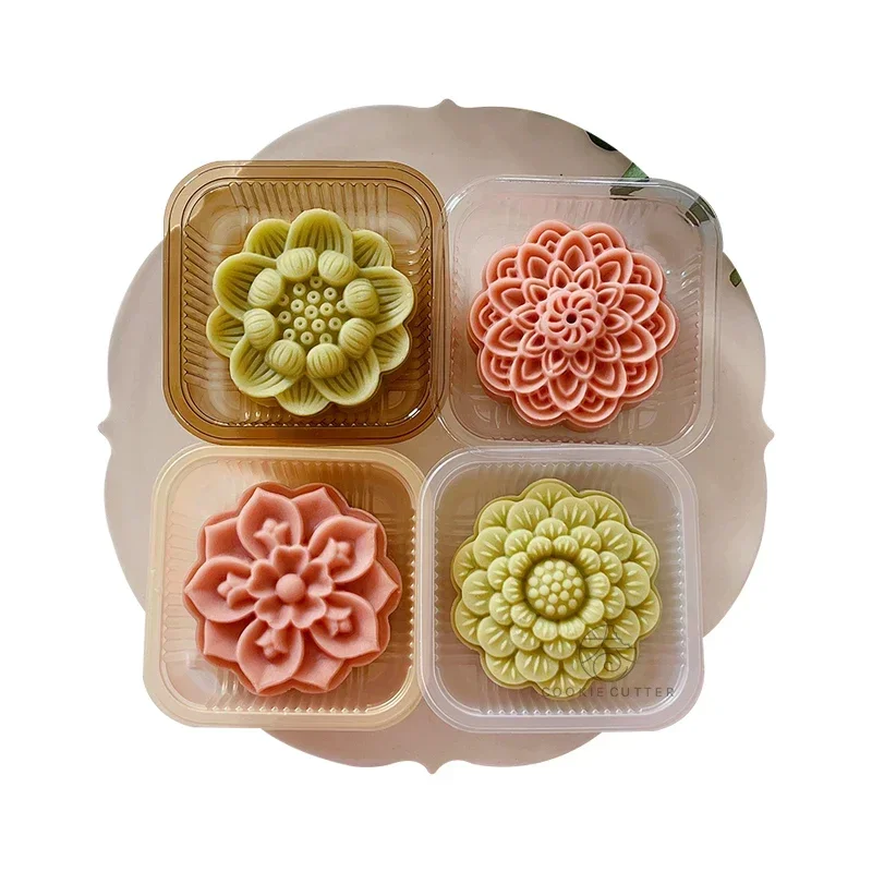 4Pcs/Set 75g Lotus Mooncake Mold Ten-petal Lotus Chinese Tradition Home DIY Festival Pastry Decoration Tools Kitchen Baking Mold - Image 6