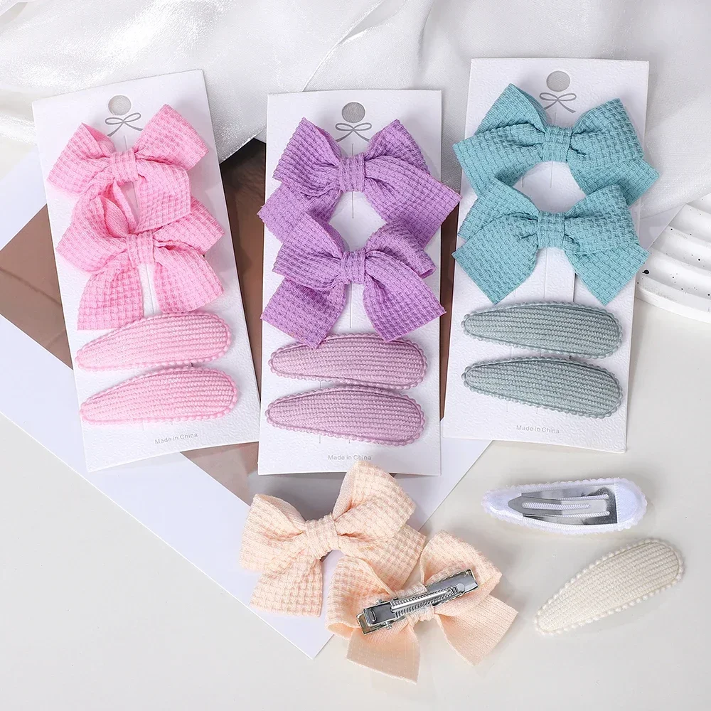 4Pcs/Set BB Clip Cute Bows with Hair Clips for Kid Girls 2025 Spring New Handmade Hairpin Barrettes Headwear Hair Accessories - Image 2