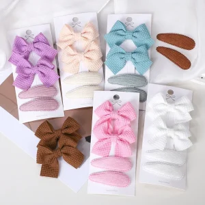 4Pcs/Set BB Clip Cute Bows with Hair Clips for Kid Girls 2025 Spring New Handmade Hairpin Barrettes Headwear Hair Accessories
