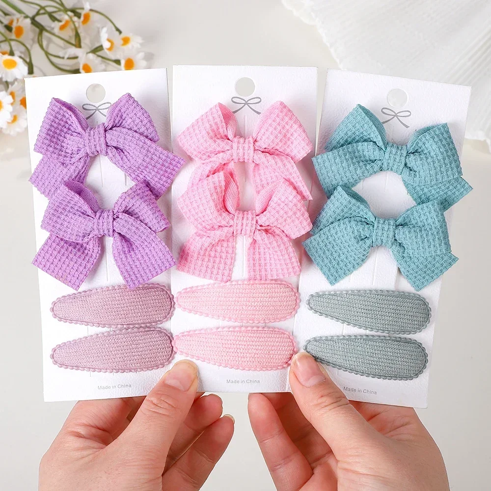 4Pcs/Set BB Clip Cute Bows with Hair Clips for Kid Girls 2025 Spring New Handmade Hairpin Barrettes Headwear Hair Accessories - Image 6
