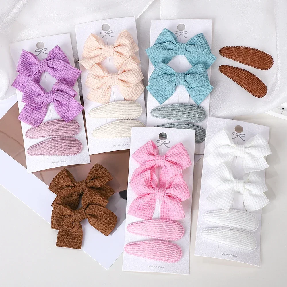 4Pcs/Set BB Clip Cute Bows with Hair Clips for Kid Girls 2025 Spring New Handmade Hairpin Barrettes Headwear Hair Accessories