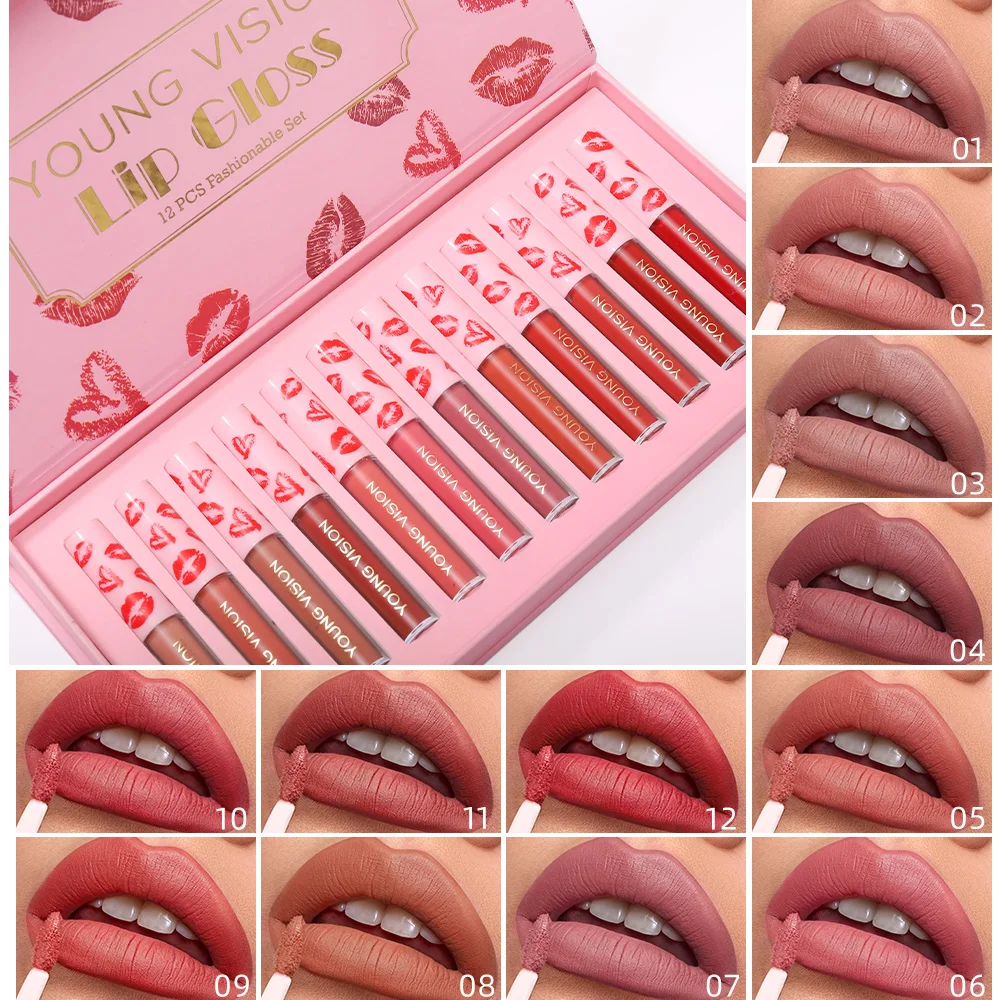 4pcs/10pcs/set Nude Lip Gloss Matte Velvet Lipstick Waterproof Long-lasting Liquid Lipstick Women Moist Lip Tint - Image 4