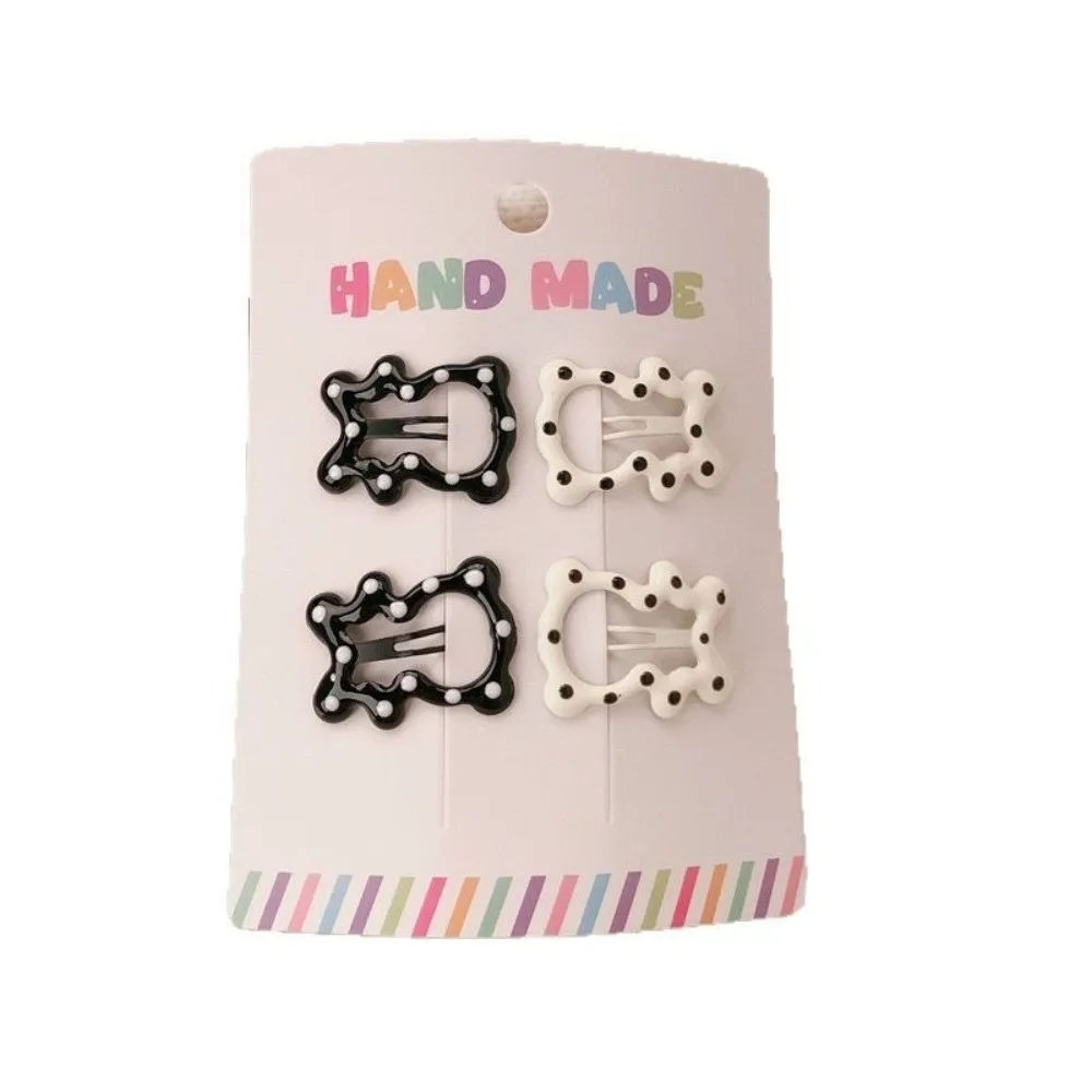 4pcs/set Fashion Black White Dot Hair Clips Cute Geometric Hairpin Sweet Barrettes Hair Accessories - Image 3