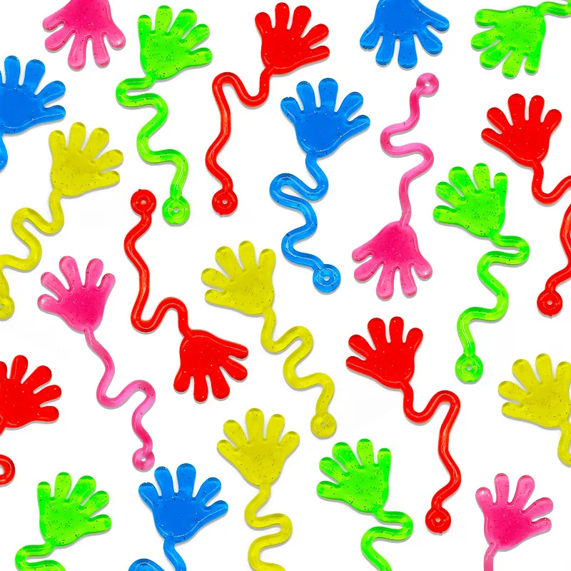 5-20 Pcs Funny Glitter Sticky Hands toy Palm Elastic Sticky Squishy Slap Palm Toy Novelty Gift Party Favors supplies