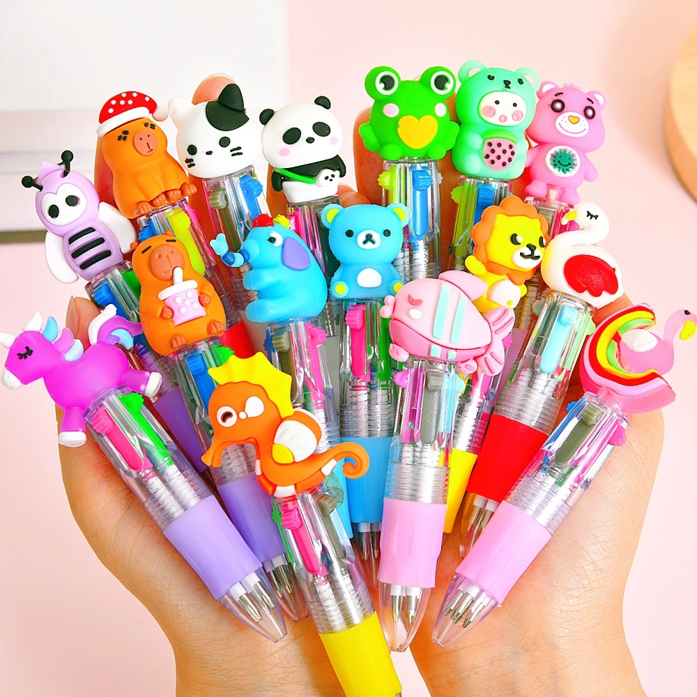 5-30 Pcs Cute Cartoon Four-color Pen for Kids Birthday Kindergarten Home-school Carnival Christmas Boys and Girls Gift Rewards