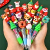 5-30Pcs Cute Christmas Theme Pattern Four-color Pen for Christmas Party New Year Gift Souvenir Christmas Stockings Pinata Filler