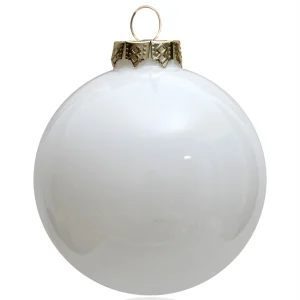 5 Pieces x Home Event Party Christmas Xmas Decoration Ornament 80mm Painted Shiny Finish Pearl White Glass Bauble Ball