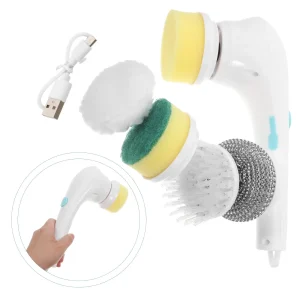 5 in 1 Electric Cleaning Brush Cordless Power Scrubber with Replaceable Heads for Shower Bathtub Tile Kitchen Cleaning Use